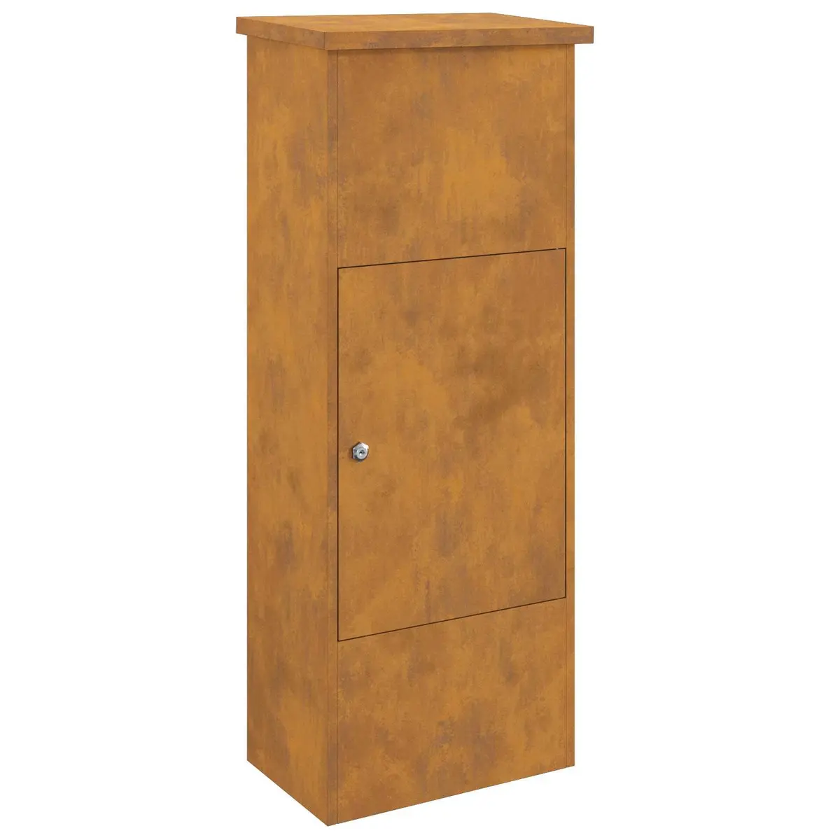 Parcel Drop Box Outdoor Steel Weathering Brown 44.5 x 29 x 110.5 cm