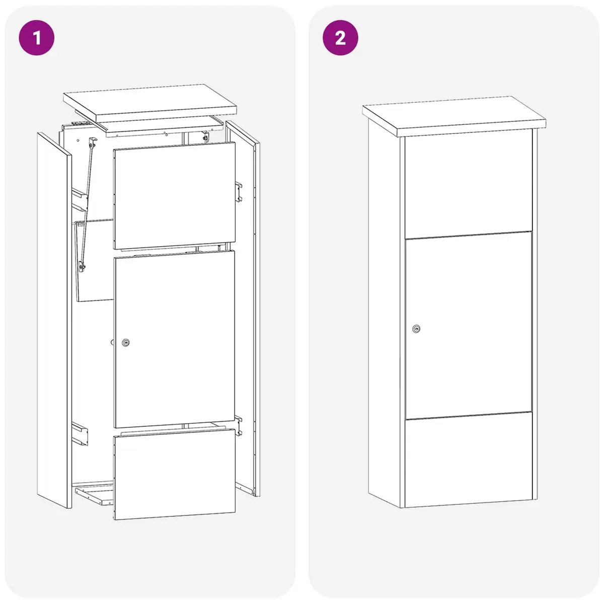 Parcel Drop Box Outdoor Steel Weathering Brown 44.5 x 29 x 110.5 cm