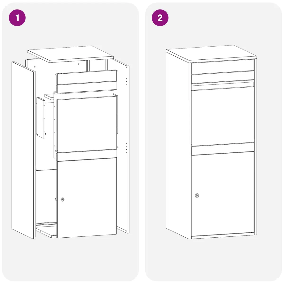 Parcel Drop Box with Storage Hinge Door Deadbolt Lock Black Steel Outdoor