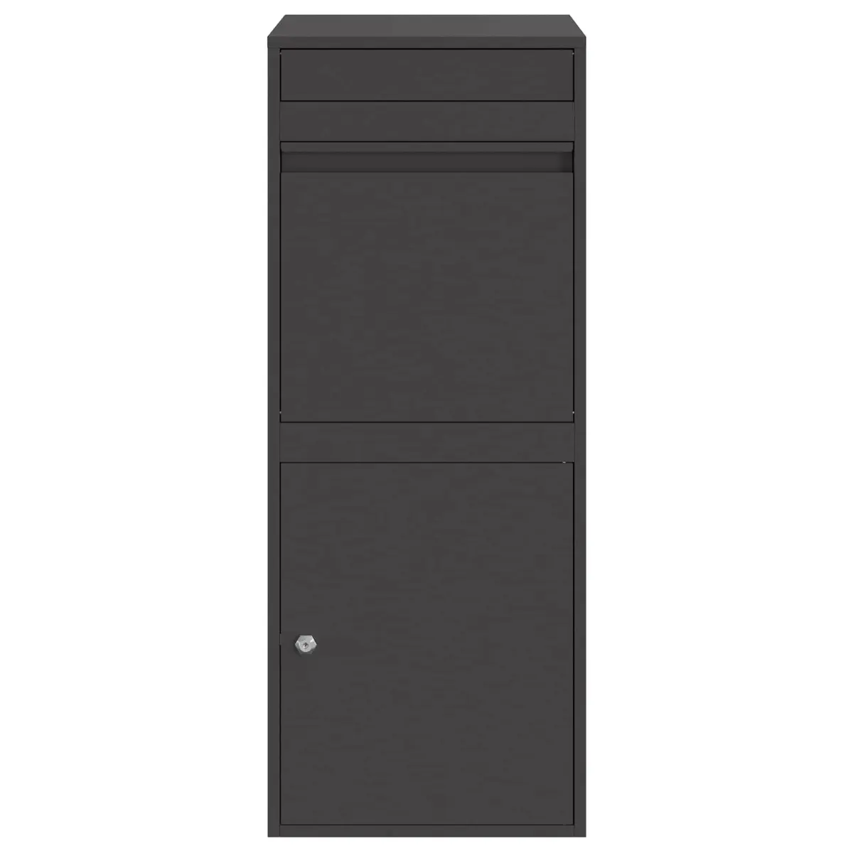 Parcel Drop Box with Storage Hinge Door Deadbolt Lock Black Steel Outdoor