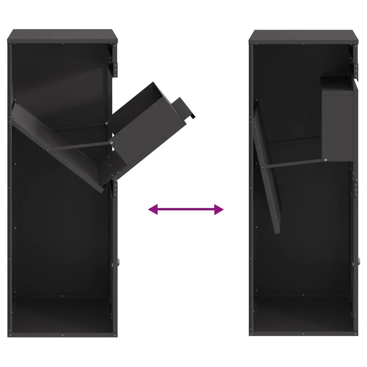 Parcel Drop Box with Storage Hinge Door Deadbolt Lock Black Steel Outdoor