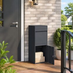 Parcel Drop Box with Storage Anthracite Outdoor Garden Mailbox Steel Secure
