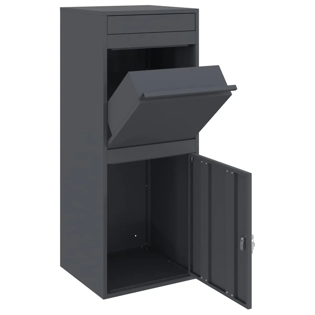 Parcel Drop Box with Storage Anthracite Outdoor Garden Mailbox Steel Secure