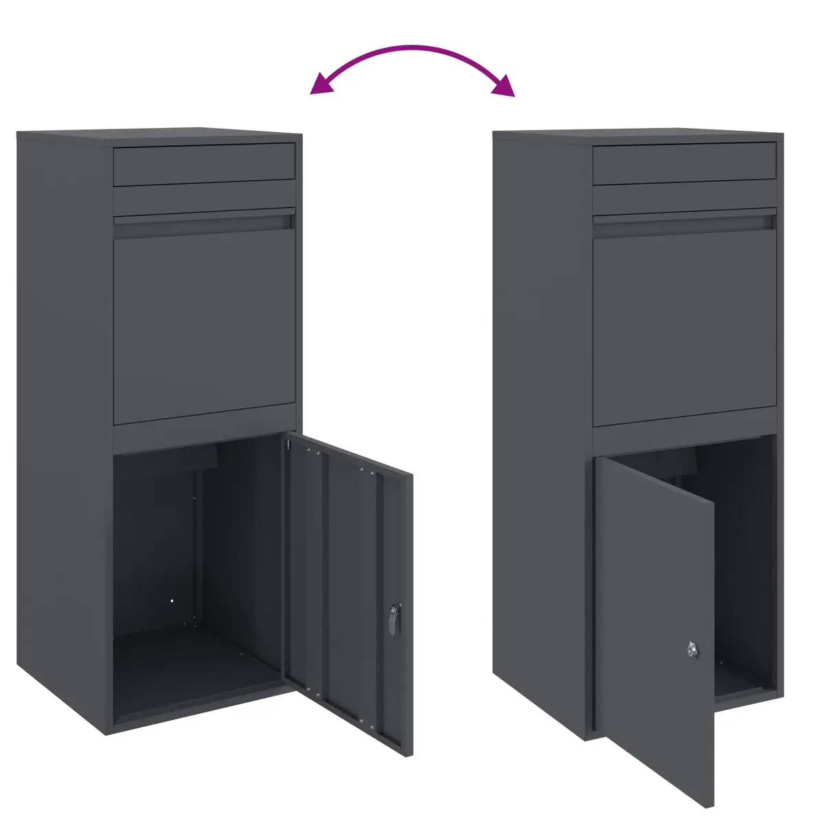 Parcel Drop Box with Storage Anthracite Outdoor Garden Mailbox Steel Secure