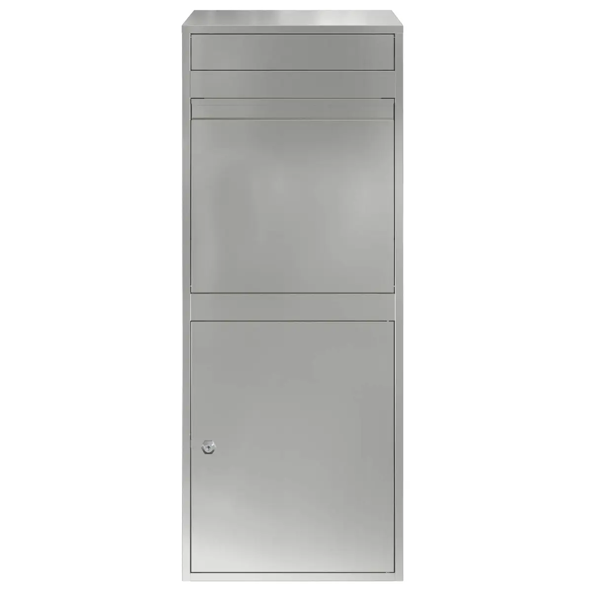 Outdoor Parcel Drop Box Silver Galvanised Steel Hinged Door Deadbolt Lock 47.5 x 38 x 59 cm