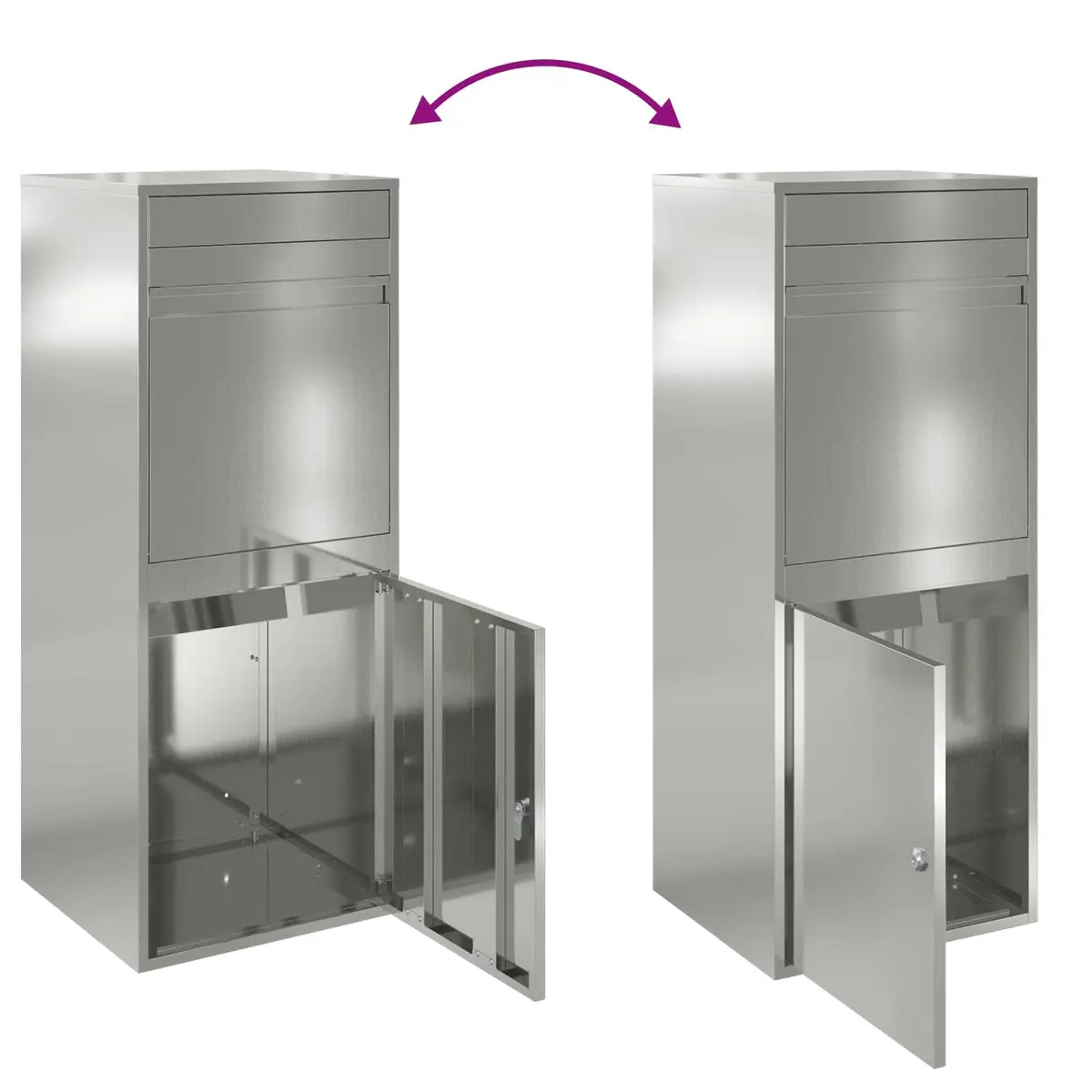 Outdoor Parcel Drop Box Silver Galvanised Steel Hinged Door Deadbolt Lock 47.5 x 38 x 59 cm