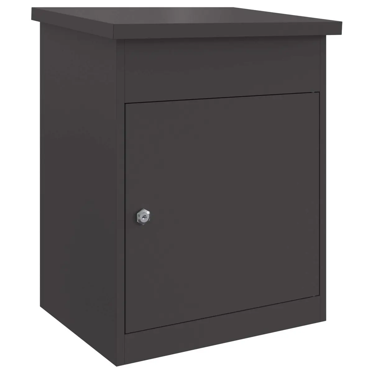 Parcel Drop Box with Secure Deadbolt Lock Black 47.5 x 38 x 59 cm Steel Outdoor Mailbox