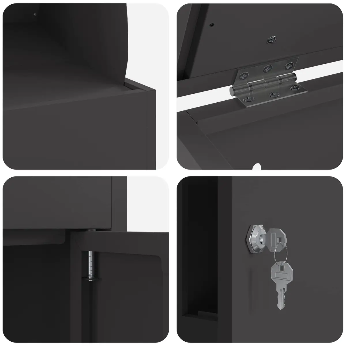 Parcel Drop Box with Secure Deadbolt Lock Black 47.5 x 38 x 59 cm Steel Outdoor Mailbox