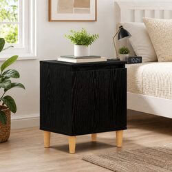 Bedside Cabinet Black Oak 40 x 30 x 50 cm Modern Engineered Wood Nightstand