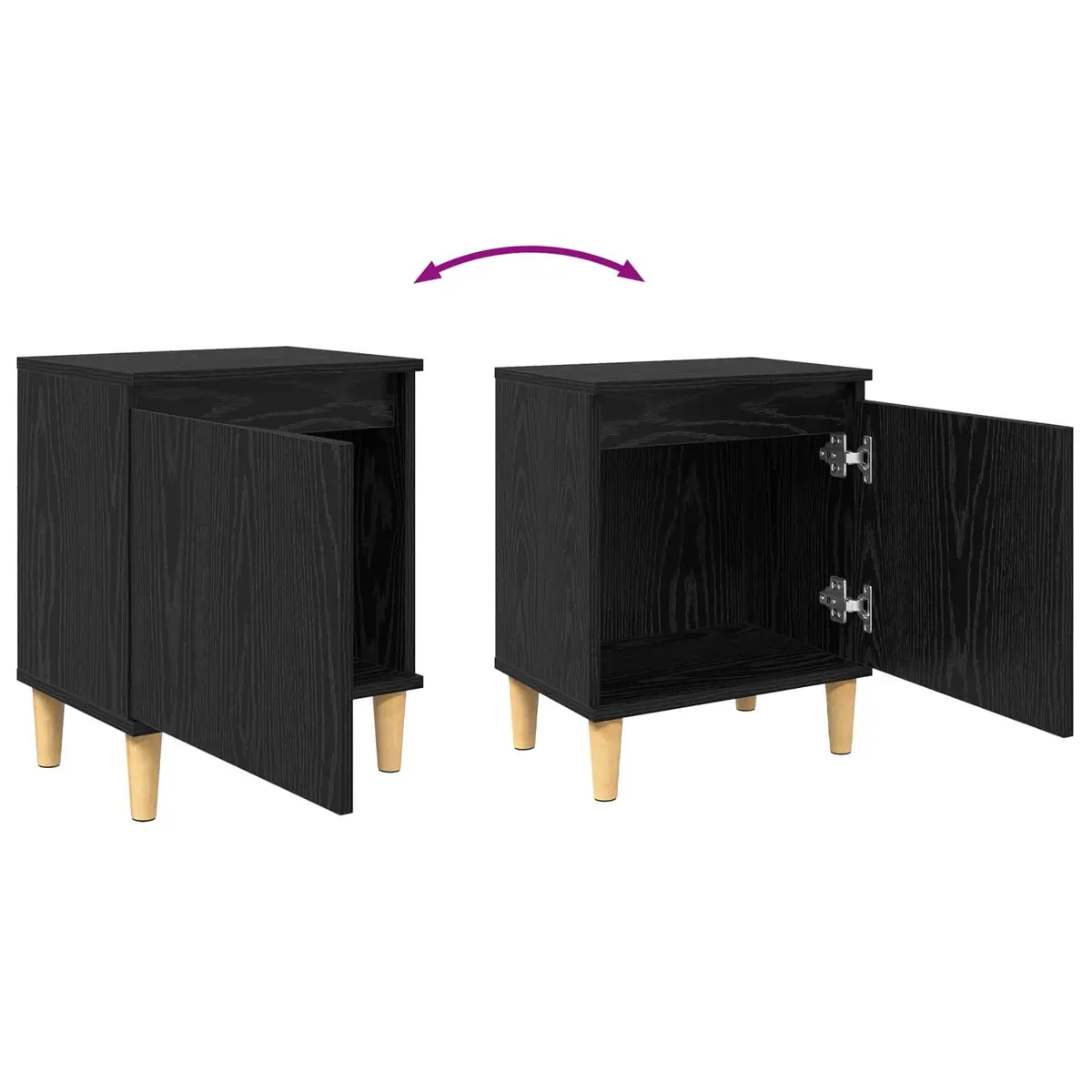 Bedside Cabinet Modern Engineered Wood Black Oak 40 x 30 x 50 cm