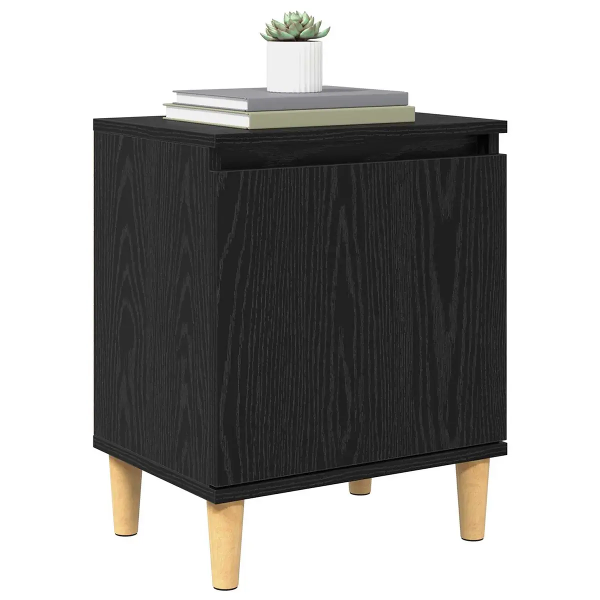 Bedside Cabinet Modern Engineered Wood Black Oak 40 x 30 x 50 cm