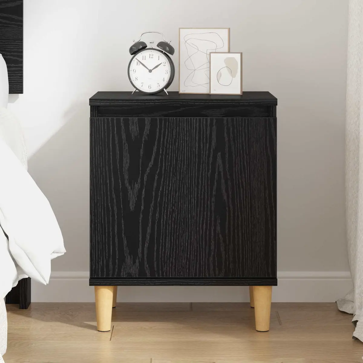 Bedside Cabinet Modern Engineered Wood Black Oak 40 x 30 x 50 cm