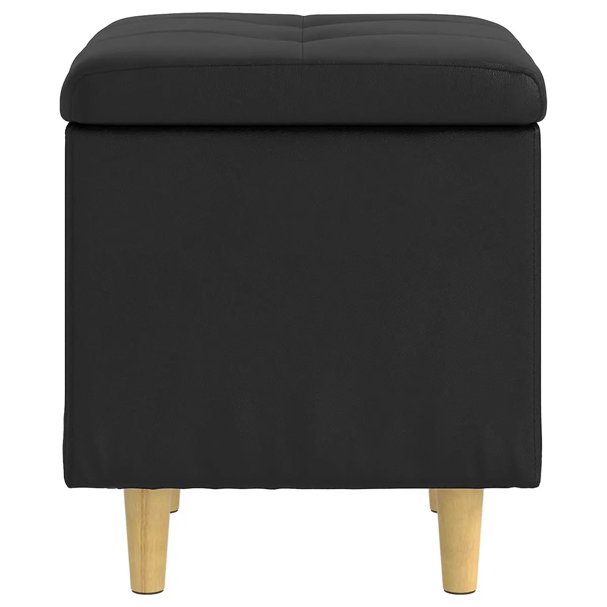 Storage Ottoman with Cushion Black Tufted Design Hidden Storage Footrest Seat