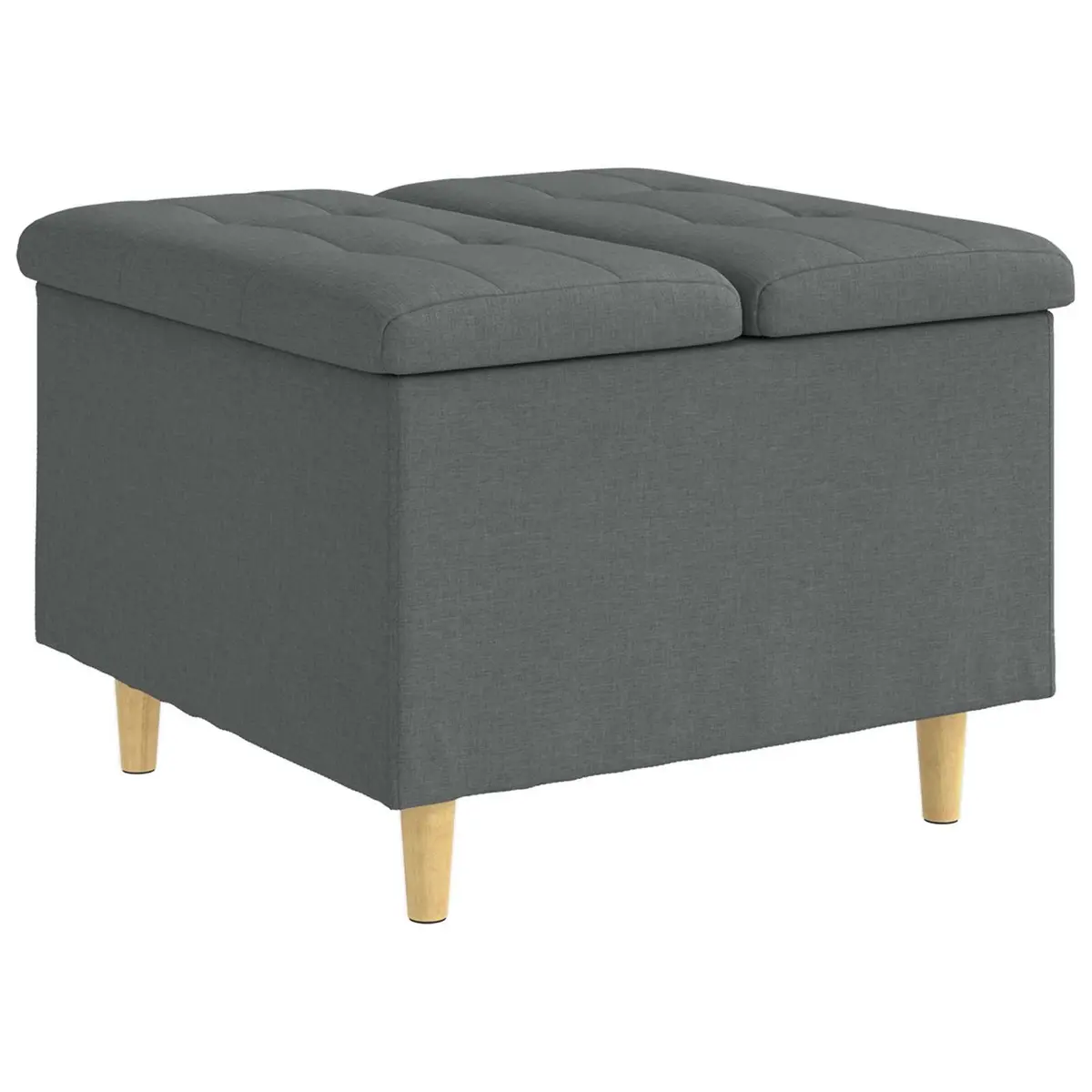 Ottoman Storage Grey Tufted Cushion Indoor Seating 60x60x45cm
