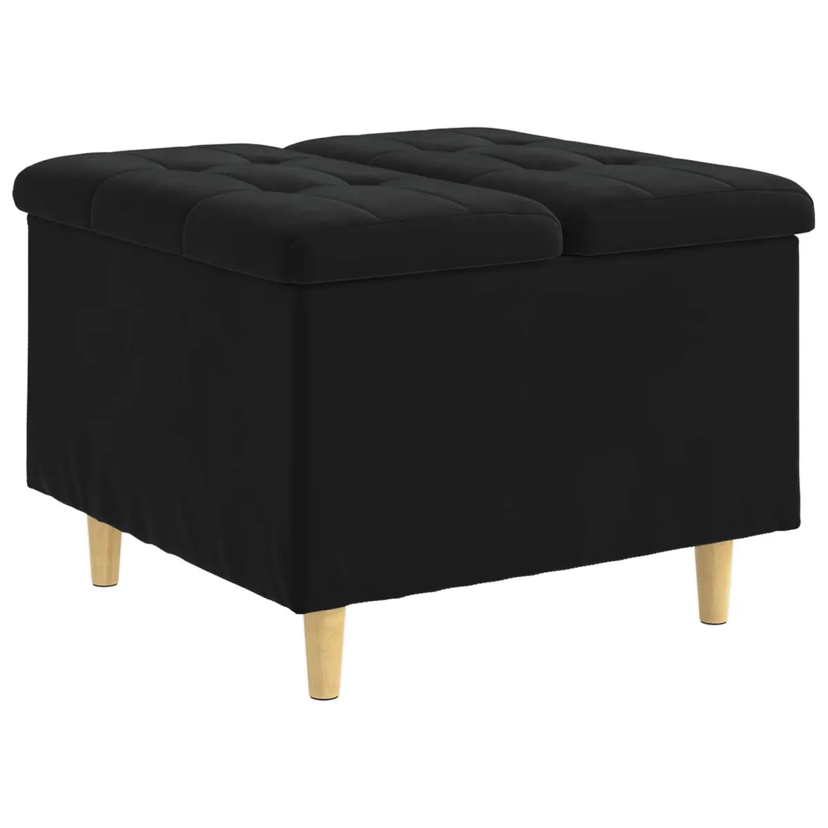 Storage Ottoman Tufted Black Velvet 60 x 60 x 45 cm