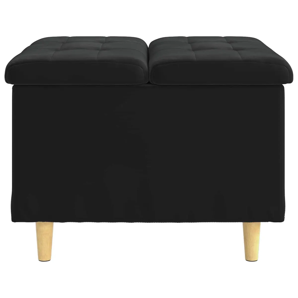 Storage Ottoman Tufted Black Velvet 60 x 60 x 45 cm