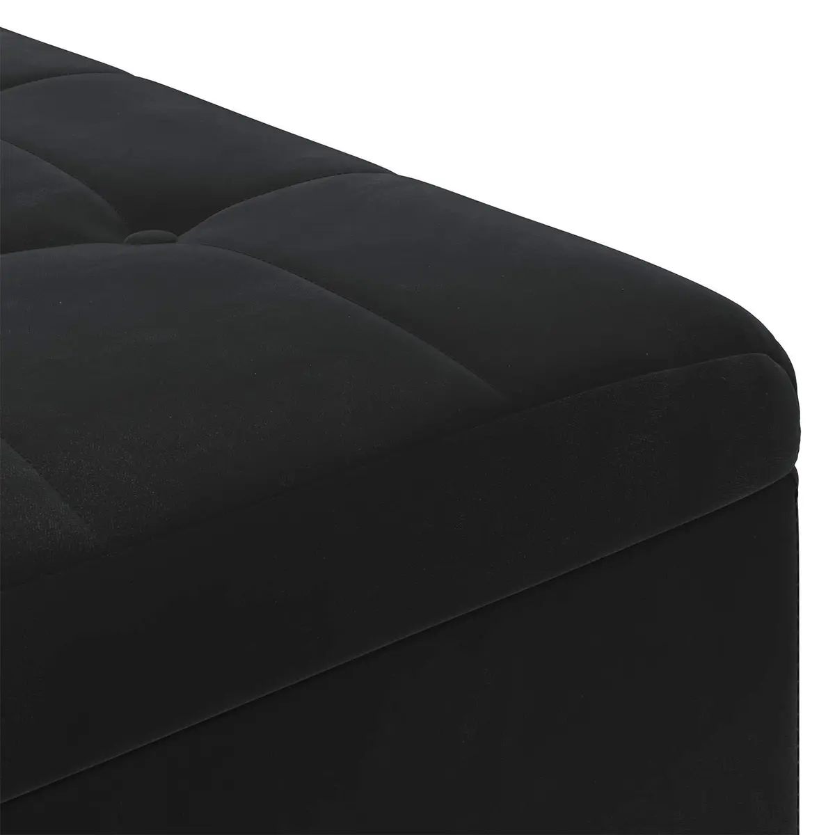 Storage Ottoman Tufted Black Velvet 60 x 60 x 45 cm