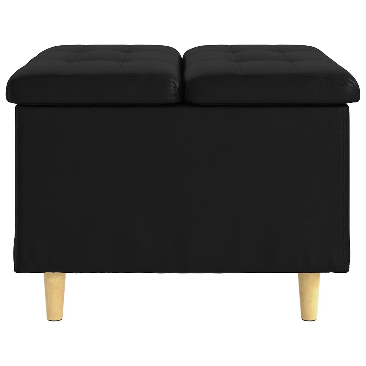 Storage Ottoman Tufted Cushion Black 60x60x45 cm