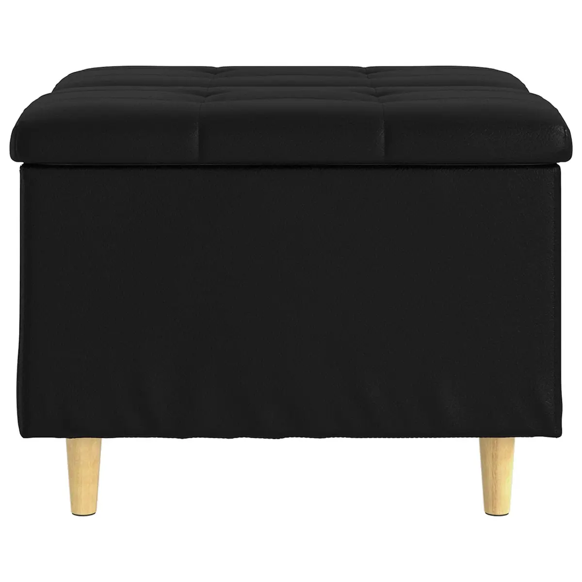 Storage Ottoman Tufted Cushion Black 60x60x45 cm