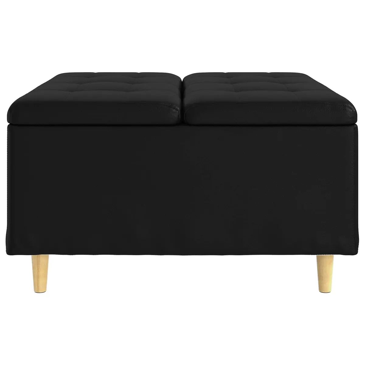 Storage Ottoman Tufted Cushion Black 80x80x45 cm