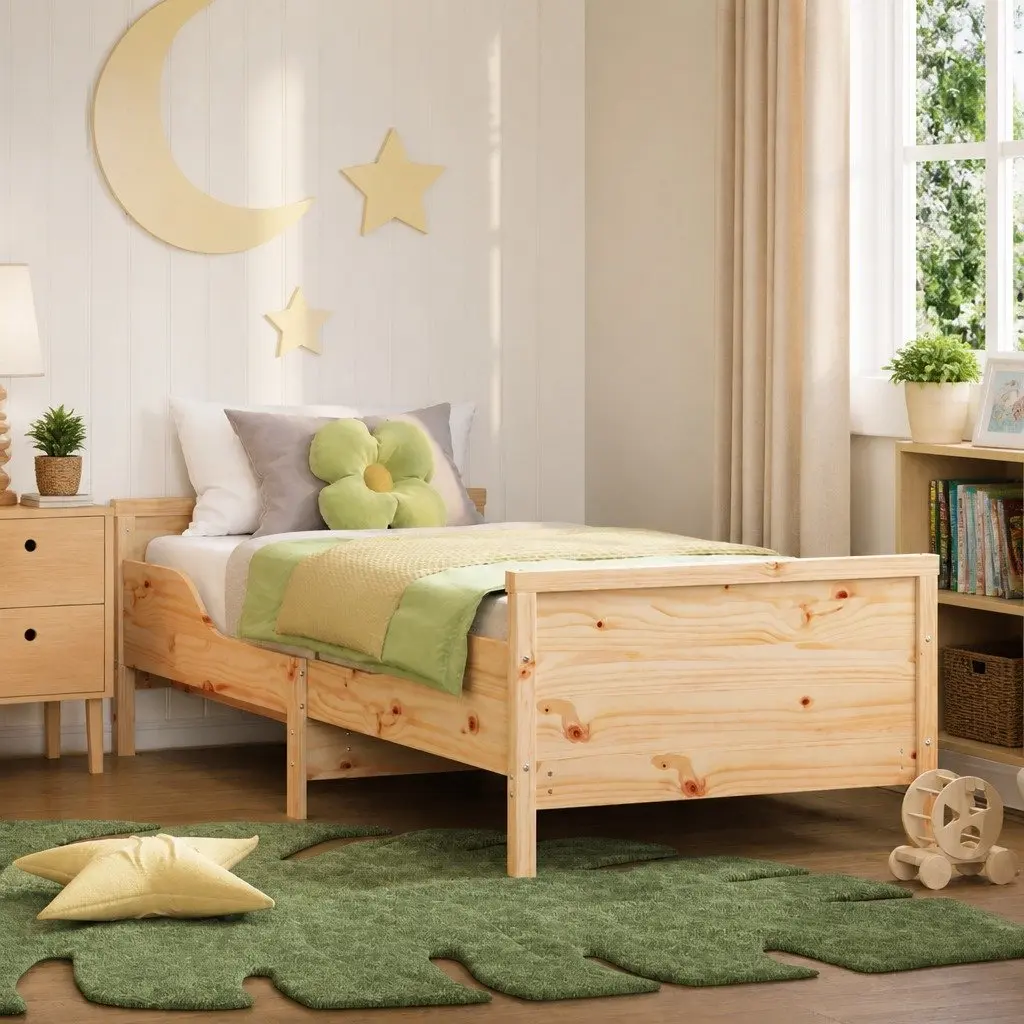 Bed Frame with Headboard Footboard Engineered Wood Kids Bedroom Furniture