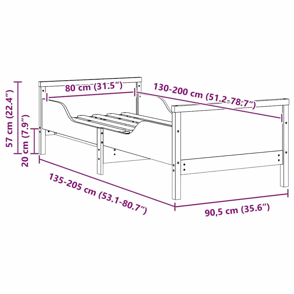 Bed Frame with Headboard Footboard Engineered Wood Kids Bedroom Furniture