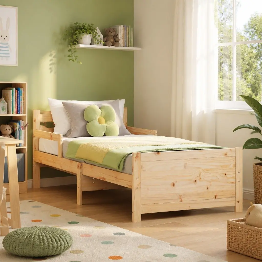 Kids Bed Frame Solid Pine Wood Modern 80 x 200 cm