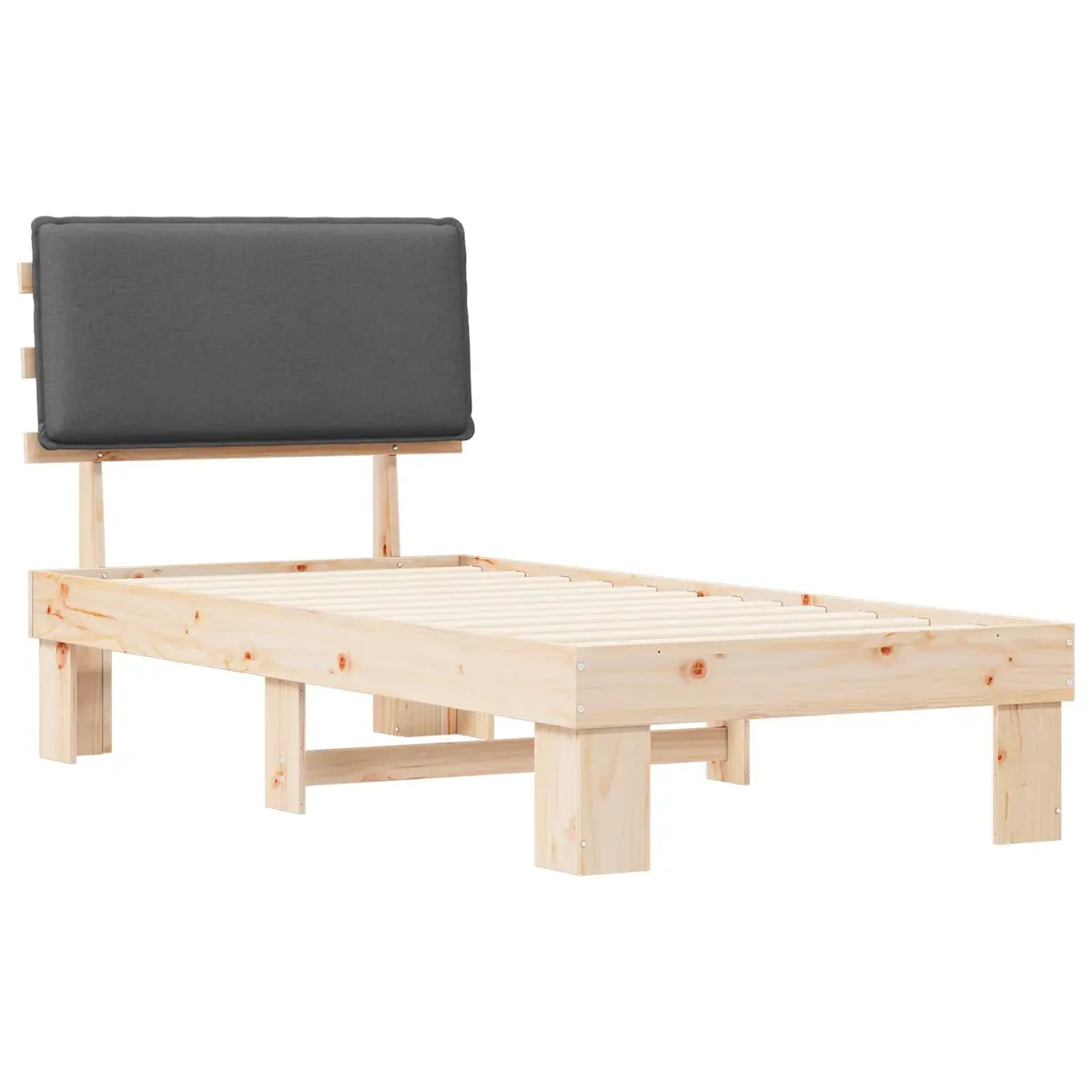 Bed Frame Upholstered Headboard Grey 90 x 190 cm Modern Wooden Platform