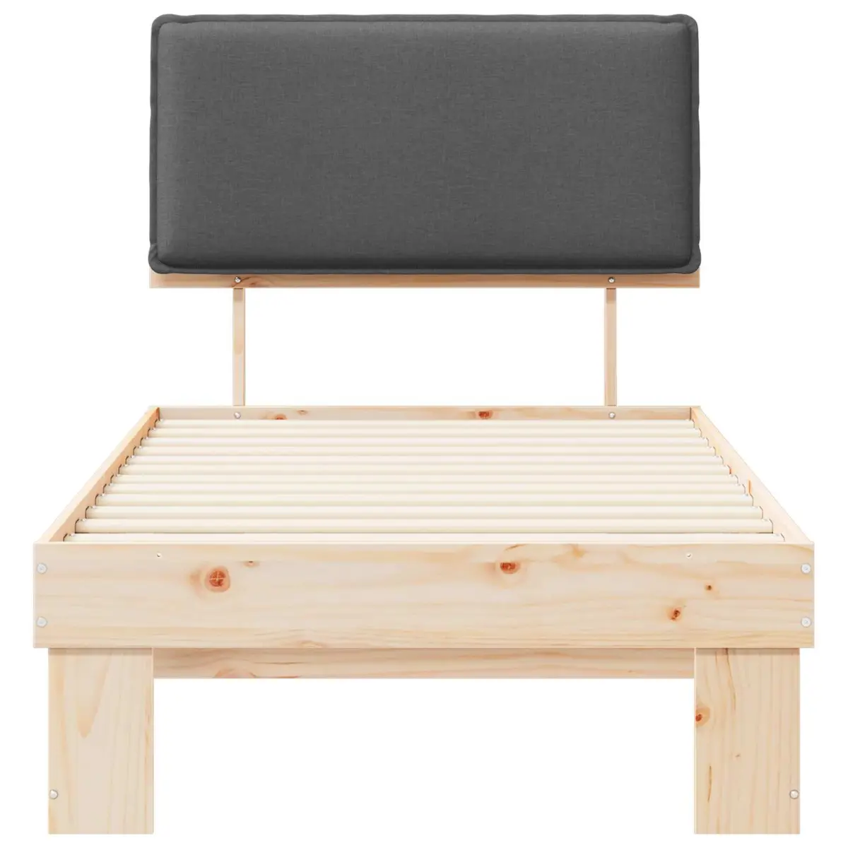 Bed Frame Upholstered Headboard Grey 90 x 190 cm Modern Wooden Platform