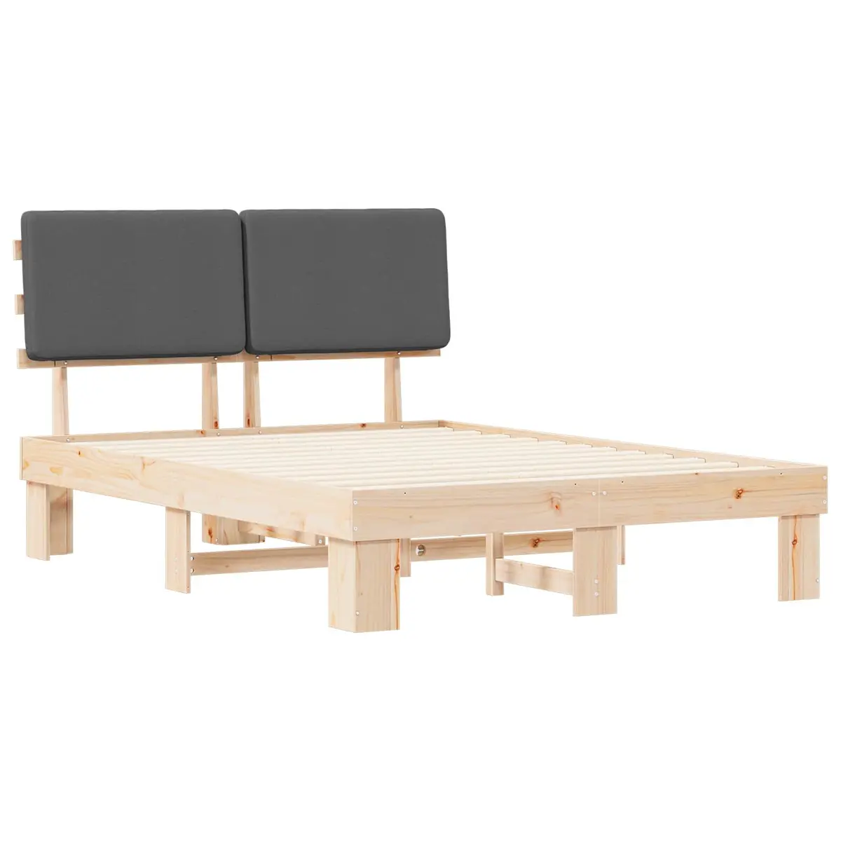 Bed Frame with Upholstered Headboard Grey 150 x 200 cm Modern Bedroom Furniture