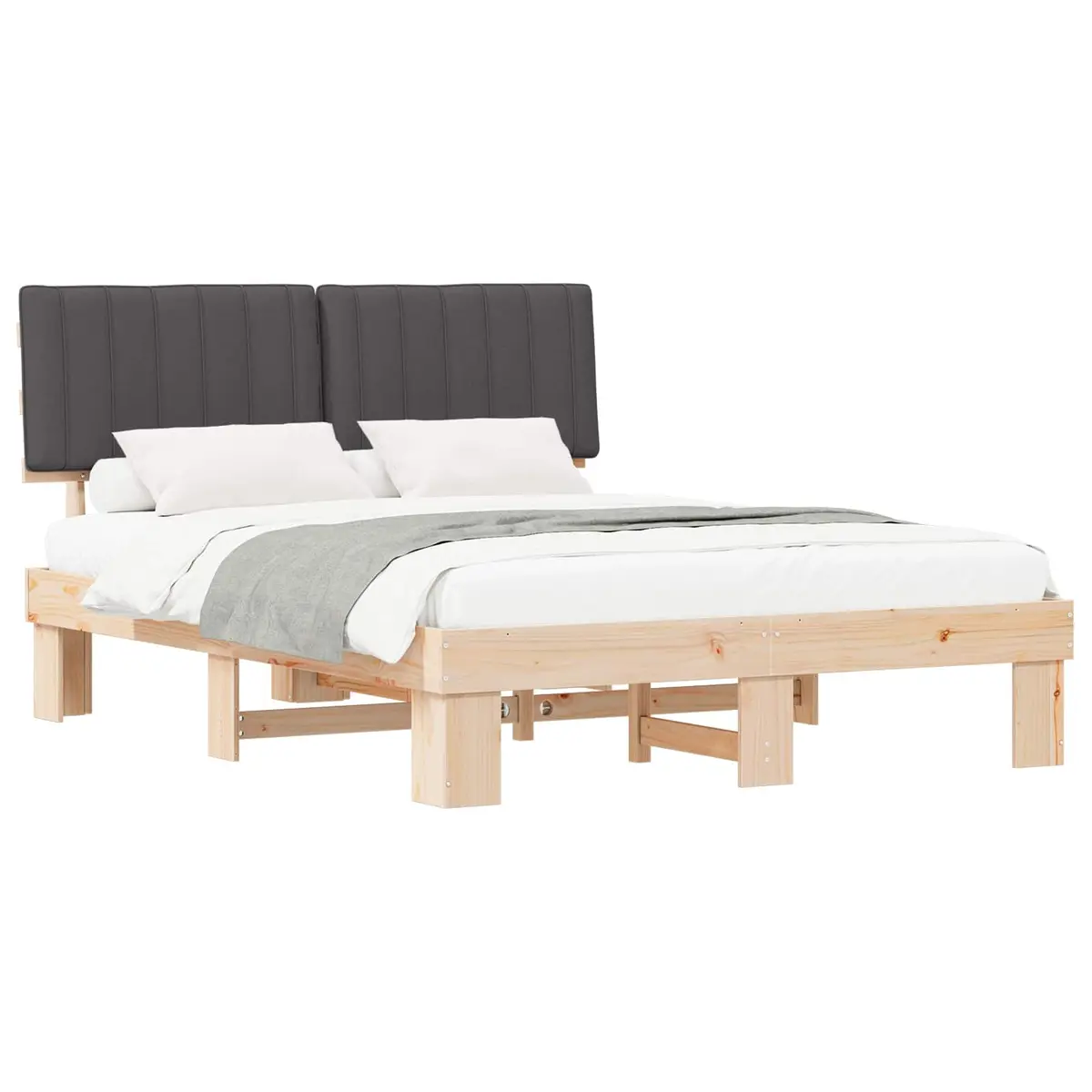 Bed Frame with a Plush Upholstered Headboard