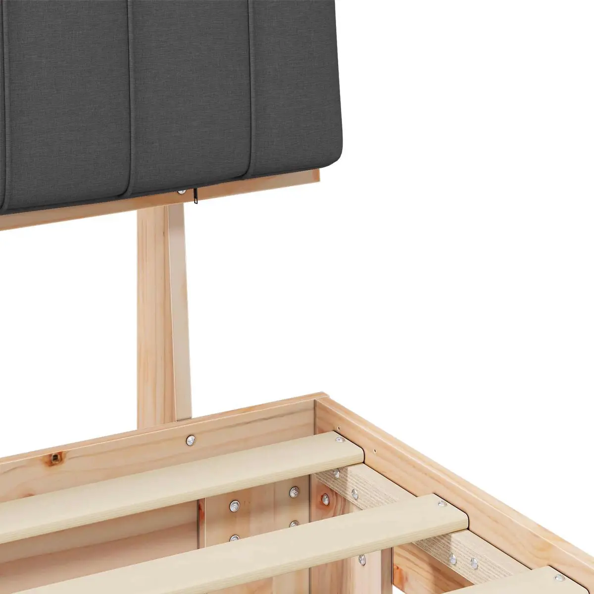 Bed Frame with Upholstered Headboard Grey 135 x 190 cm Modern Wooden Platform