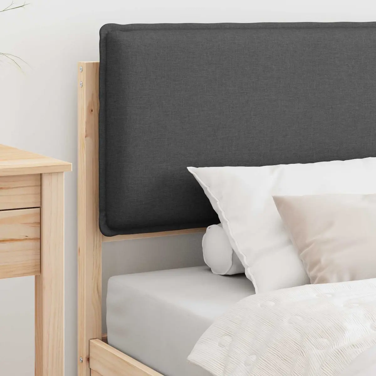 Bed Frame with Upholstered Headboard Grey 90 x 190 cm Modern Bedroom Furniture
