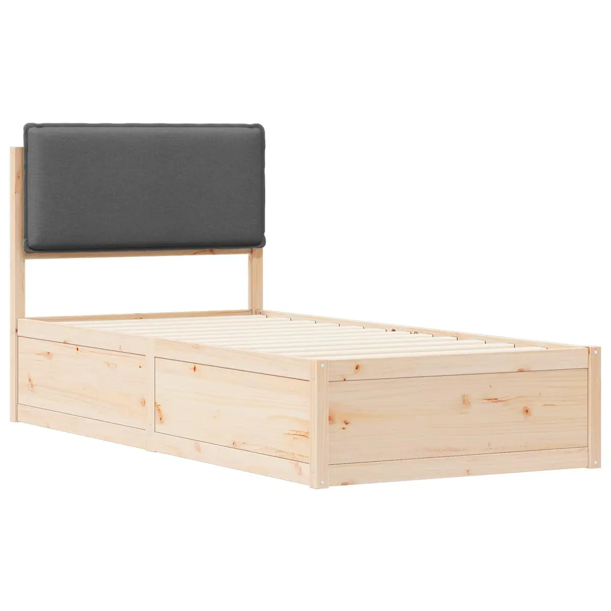 Bed Frame with Upholstered Headboard Grey 90 x 190 cm Modern Bedroom Furniture