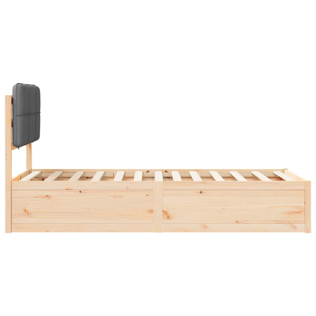 Bed Frame Upholstered Headboard Grey 90 x 190 cm Modern Bedroom Wooden Slatted