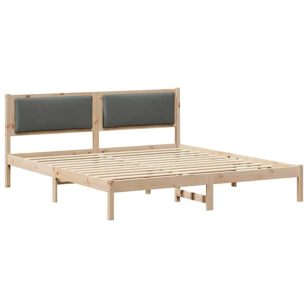 Bed Frame with Headboard Grey Solid Pine Wood 180 x 200 cm