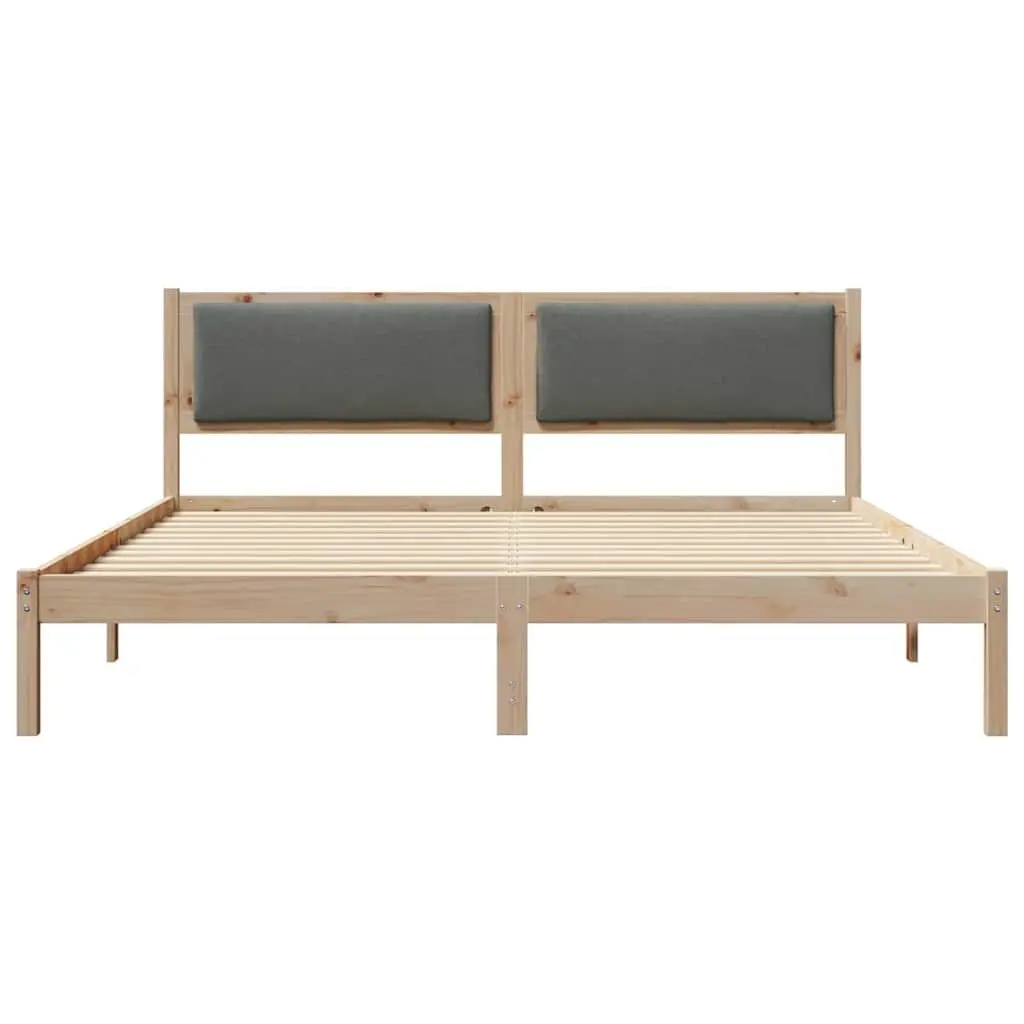 Bed Frame with Headboard Grey Solid Pine Wood 180 x 200 cm