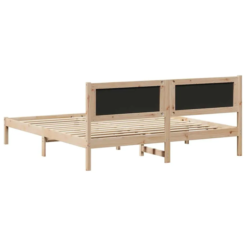 Bed Frame with Headboard Grey Solid Pine Wood 180 x 200 cm