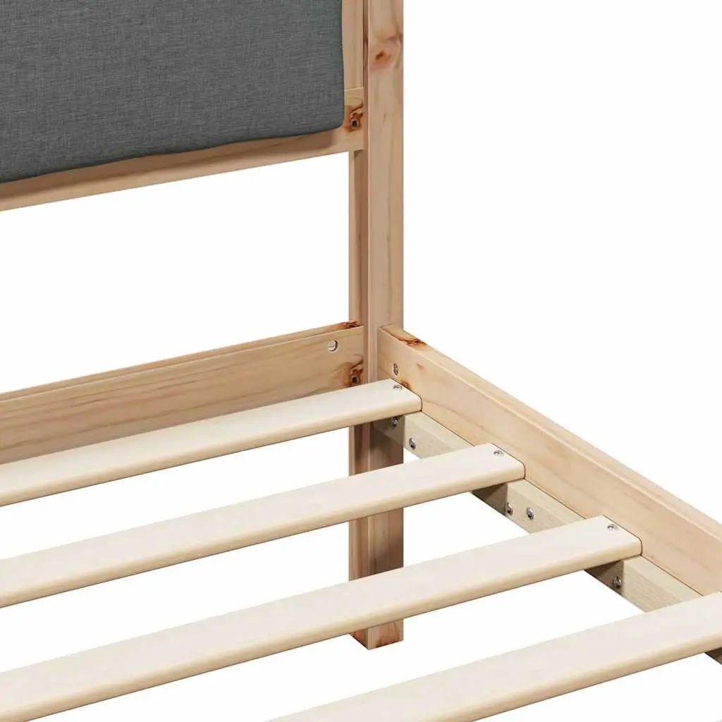 Bed Frame with Headboard Grey Solid Pine Wood 180 x 200 cm