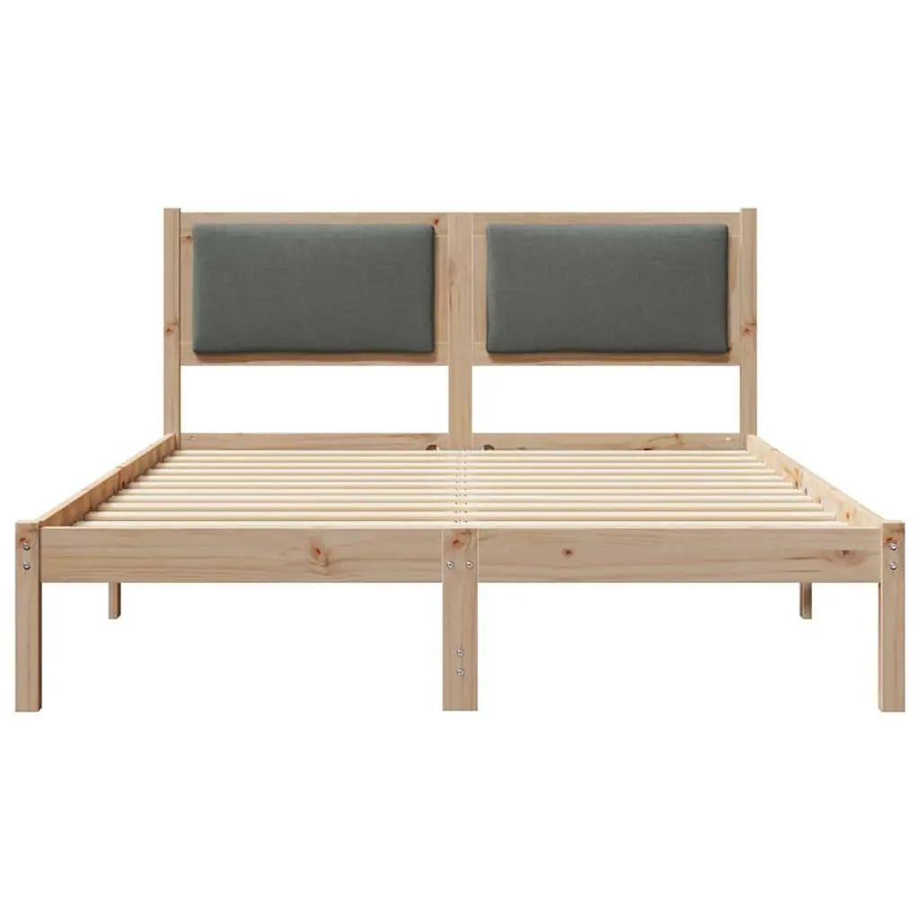Bed Frame with Headboard Grey Solid Pine Wood 150 x 200 cm Modern