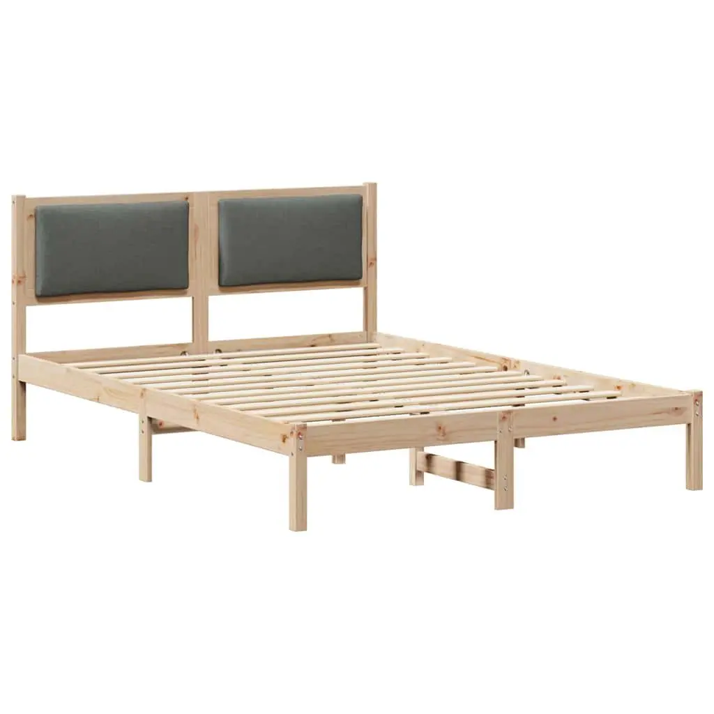 Grey Bed Frame with Headboard 135 x 190 cm