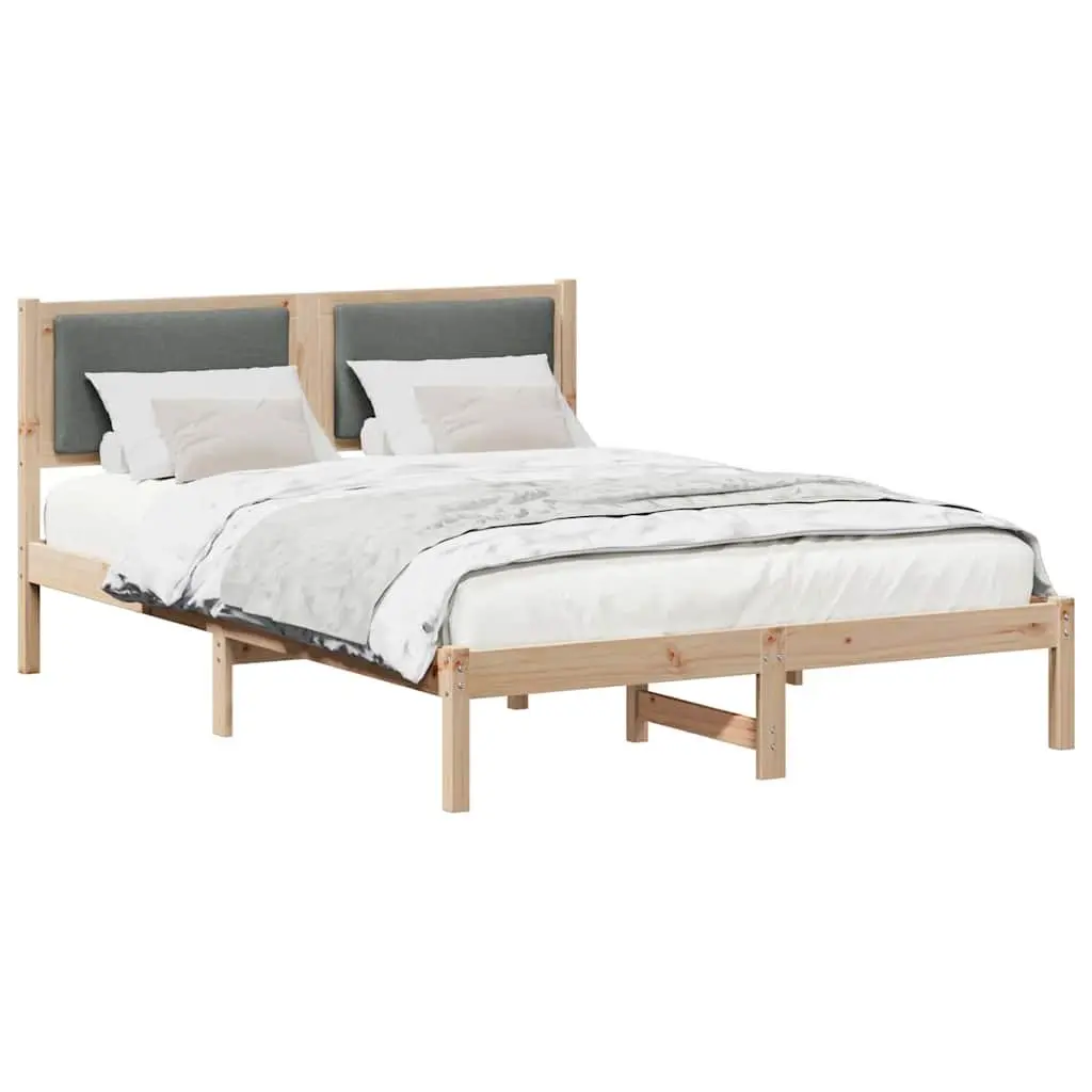 Grey Bed Frame with Headboard 135 x 190 cm