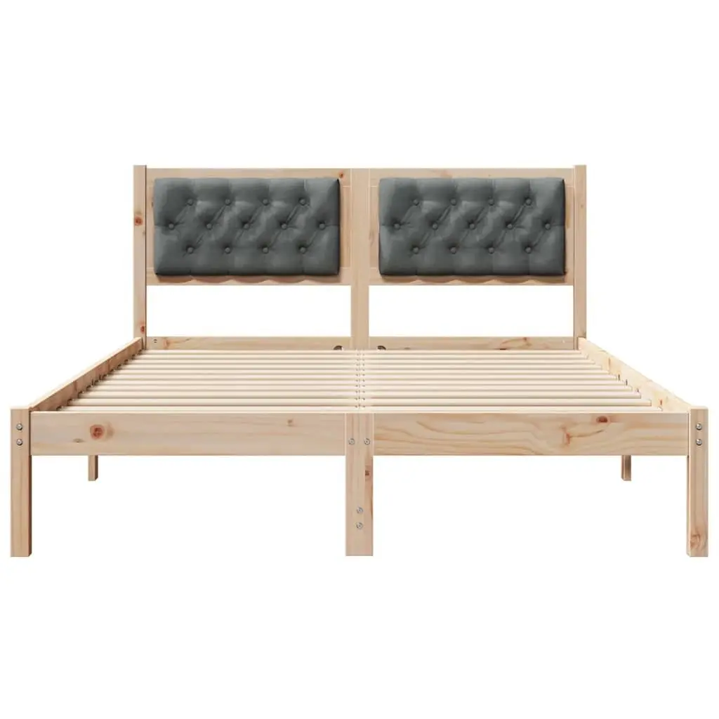 Bed Frame with Upholstered Headboard Solid Pine Wood 150 x 200 cm Modern Minimalist