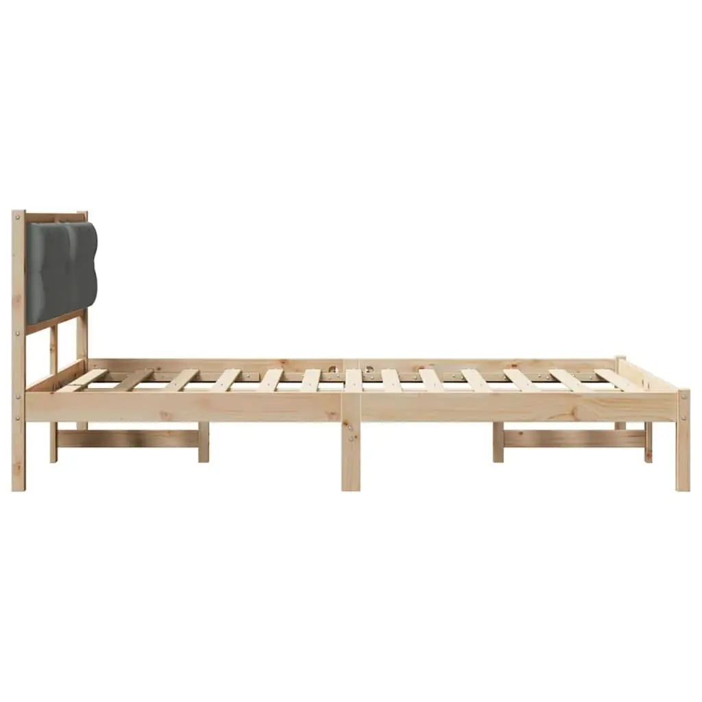 Bed Frame with Upholstered Headboard Solid Pine Wood 150 x 200 cm Modern Minimalist