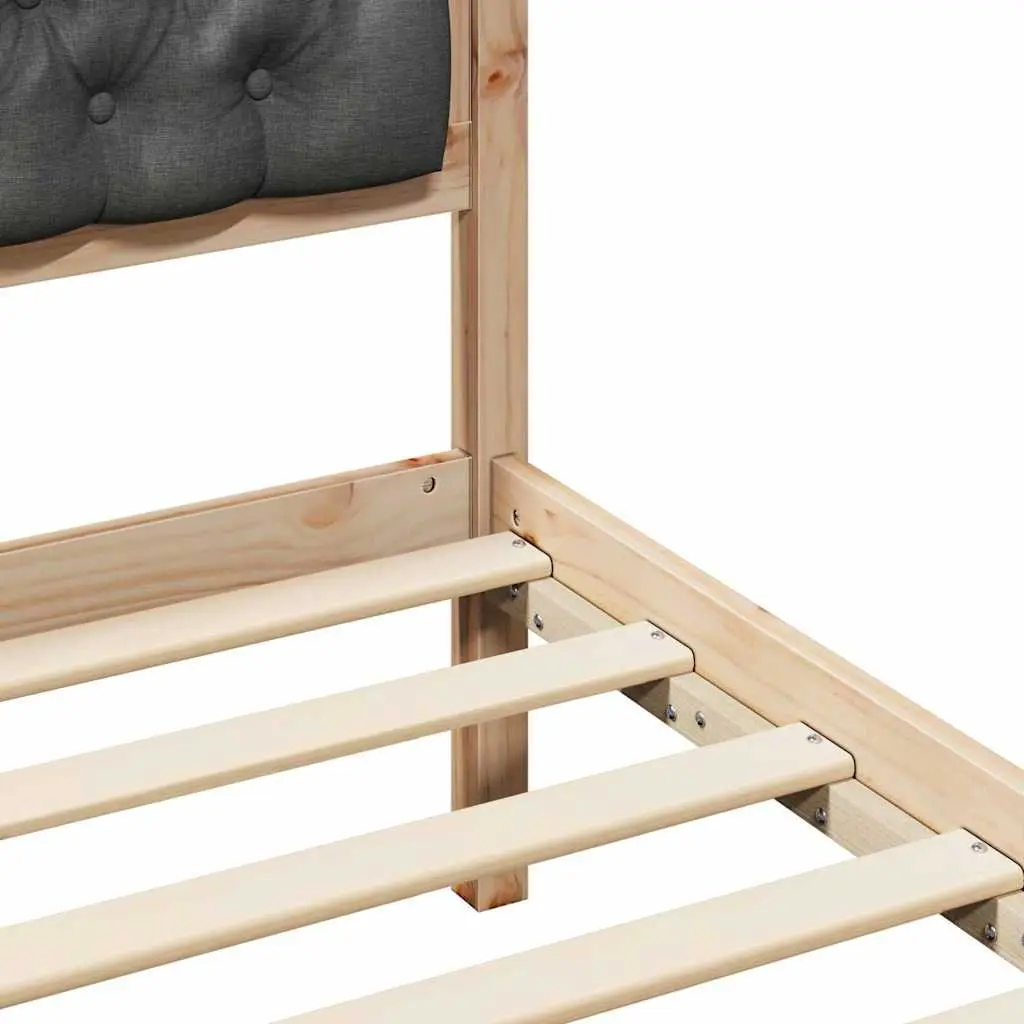 Bed Frame with Upholstered Headboard Solid Pine Wood 150 x 200 cm Modern Minimalist