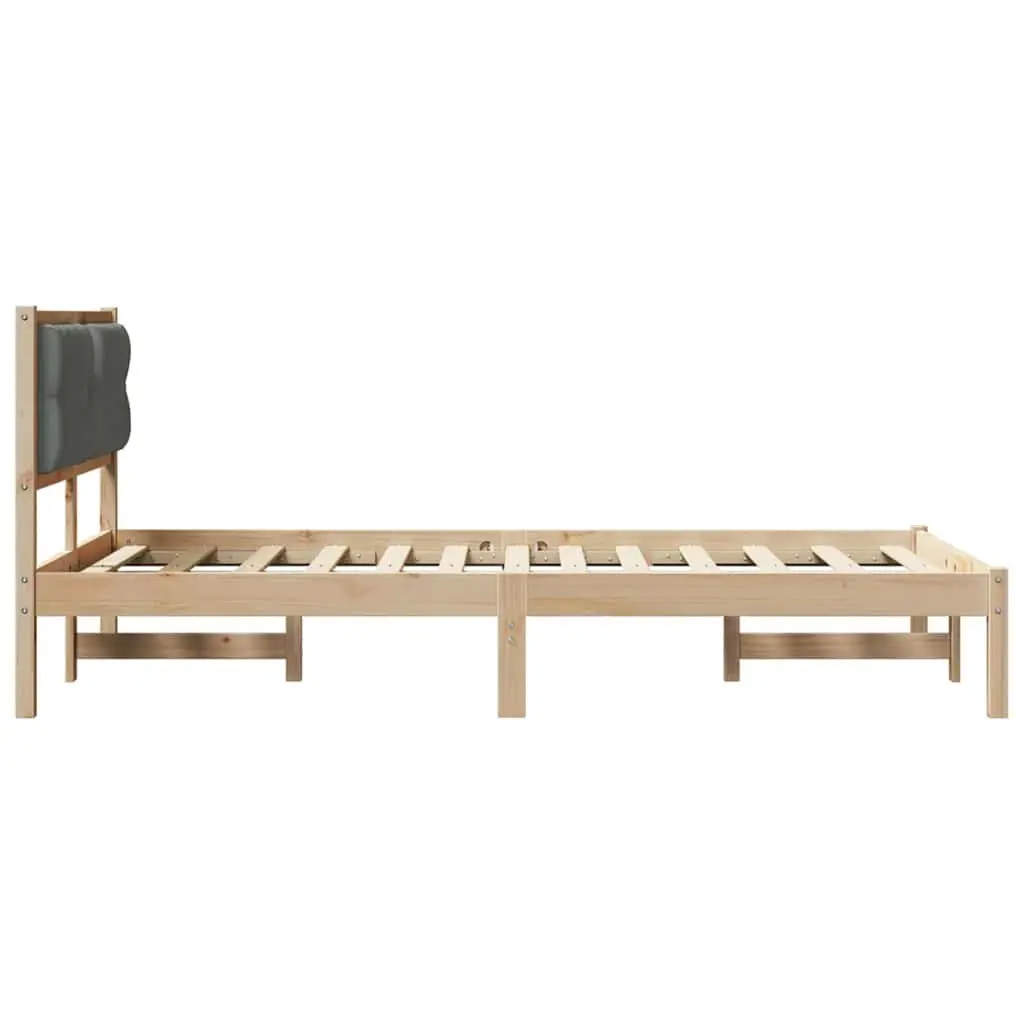 Bed Frame with Headboard 135 x 190 cm Solid Pine Wood Modern Minimalist Design
