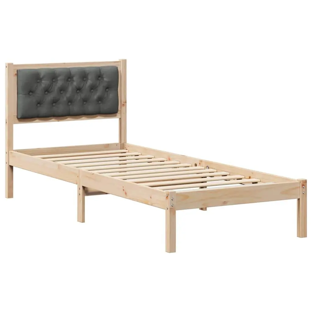 Bed Frame with Headboard Modern Minimalist 90 x 190 cm Solid Pine Wood Bedroom