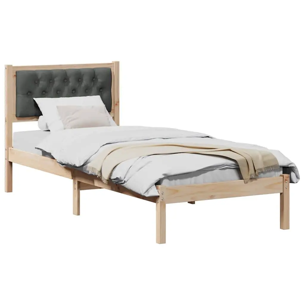 Bed Frame with Headboard Modern Minimalist 90 x 190 cm Solid Pine Wood Bedroom