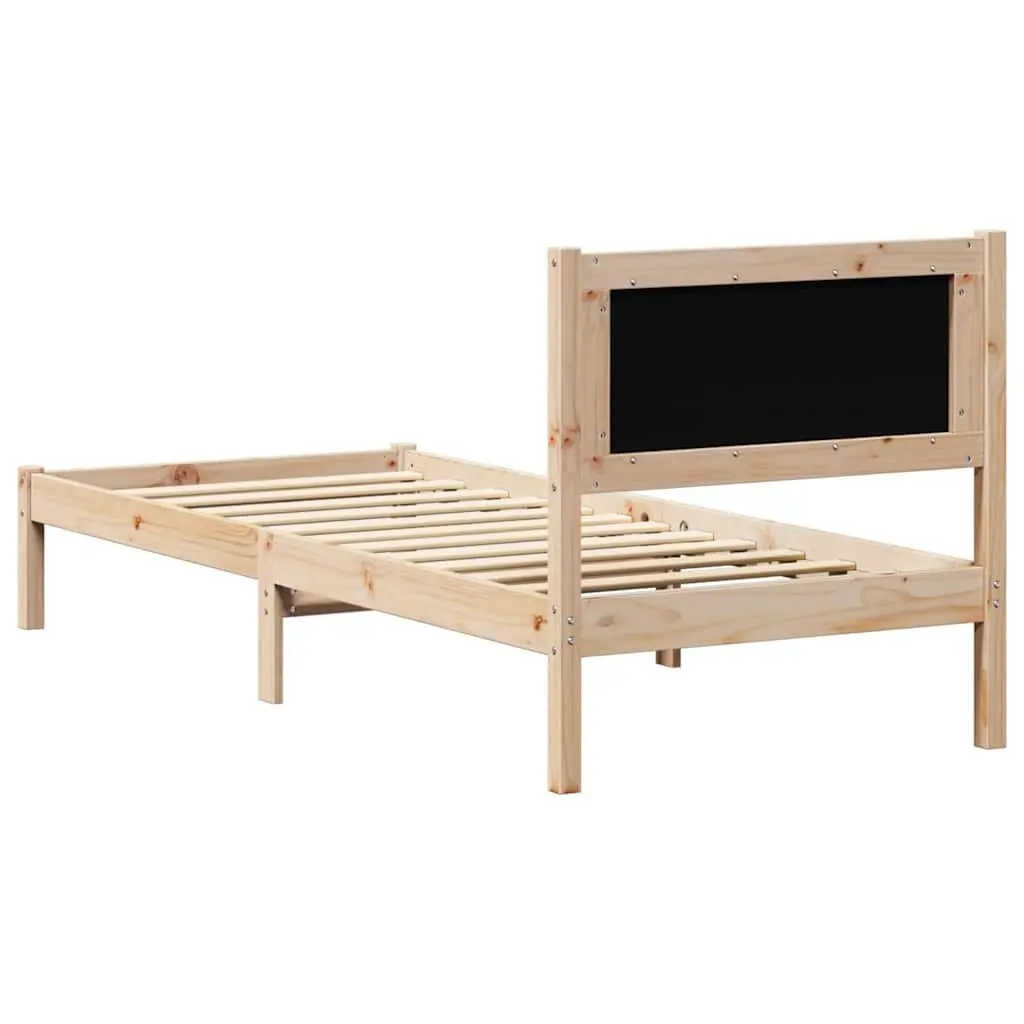 Bed Frame with Headboard Modern Minimalist 90 x 190 cm Solid Pine Wood Bedroom