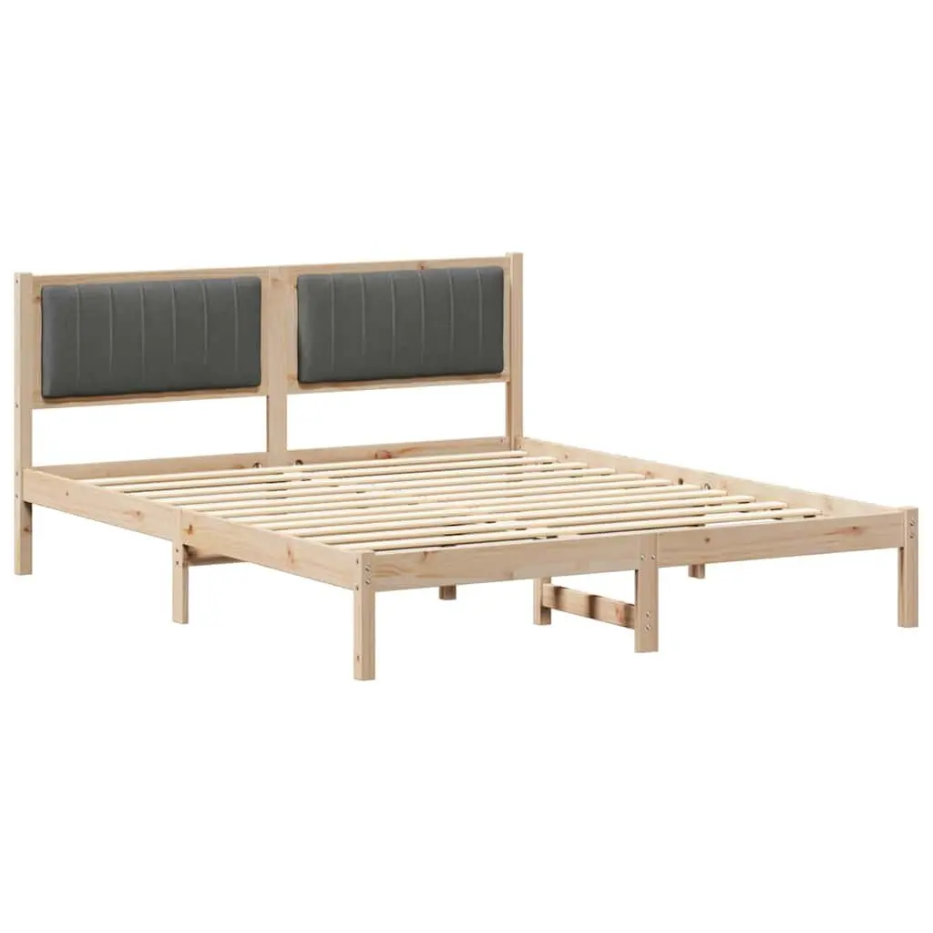 Modern Bed Frame with Upholstered Headboard 150 x 200 cm Dark Grey Bedroom